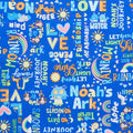 Noah's Journey - Two by Two Words Royal Blue 2 Yard Cut