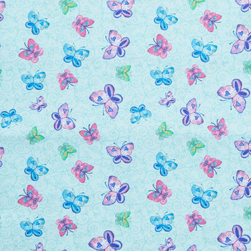 Sunshine Cats - Butterfly Song Light Turquoise 2 Yard Cut