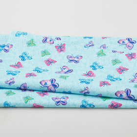 Sunshine Cats - Butterfly Song Light Turquoise 2 Yard Cut
