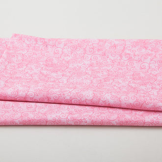 Sunshine Cats - Happy Scroll Light Pink 2 Yard Cut