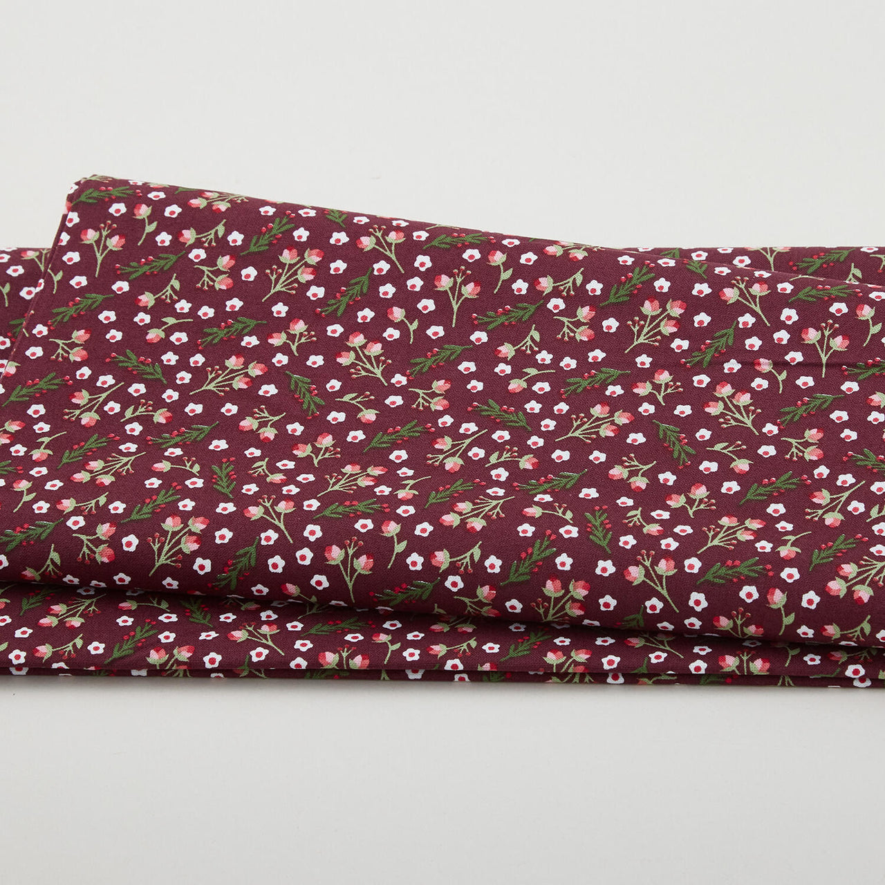 Alpine Valley - Winter Roses Burgundy 2 Yard Cut