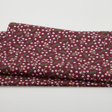 Alpine Valley - Winter Roses Burgundy 2 Yard Cut