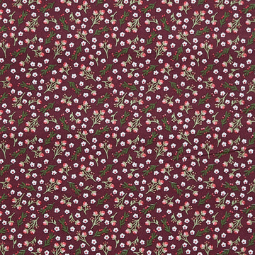Alpine Valley - Winter Roses Burgundy 2 Yard Cut