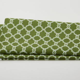 Betty's Geraniums - Lattice Geo Green 2 Yard Cut