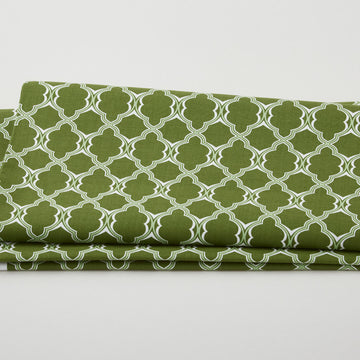 Betty's Geraniums - Lattice Geo Green 2 Yard Cut