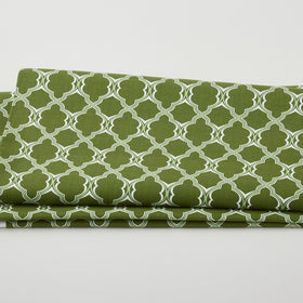 Betty's Geraniums - Lattice Geo Green 2 Yard Cut