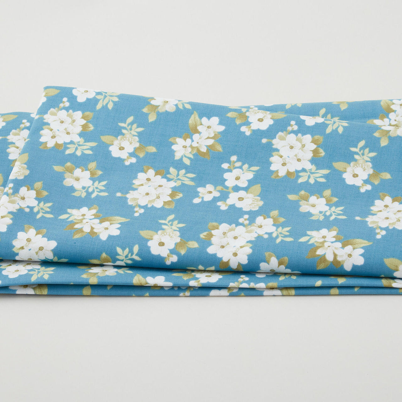 Camellia - White Floral Blue 2 Yard Cut