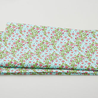 Garden Angels - Vining Roses Turquoise 2 Yard Cut