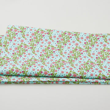 Garden Angels - Vining Roses Turquoise 2 Yard Cut