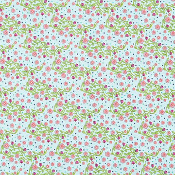 Garden Angels - Vining Roses Turquoise 2 Yard Cut