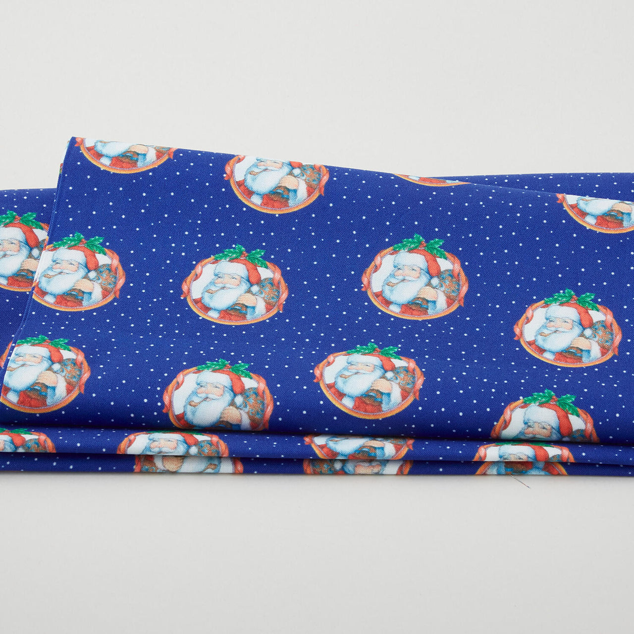 The Night Before Christmas - Santa Wreath Blue 2 Yard Cut