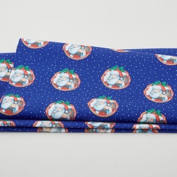 The Night Before Christmas - Santa Wreath Blue 2 Yard Cut