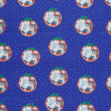 The Night Before Christmas - Santa Wreath Blue 2 Yard Cut
