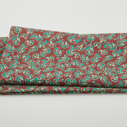 The Night Before Christmas - Berry Scroll Dark Red 2 Yard Cut