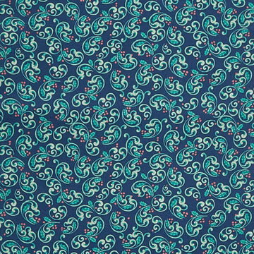 The Night Before Christmas - Berry Scroll Navy 2 Yard Cut