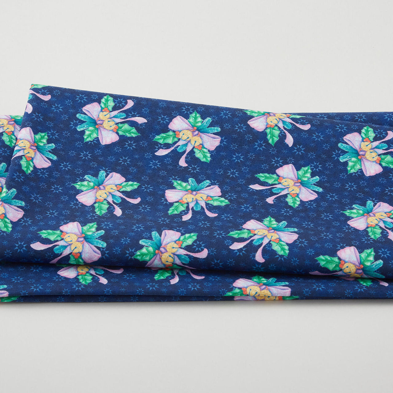 The Night Before Christmas - Ribbon and Bells Navy 2 Yard Cut