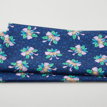 The Night Before Christmas - Ribbon and Bells Navy 2 Yard Cut