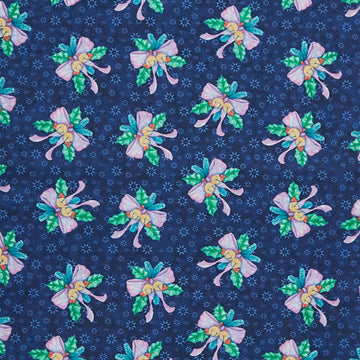 The Night Before Christmas - Ribbon and Bells Navy 2 Yard Cut