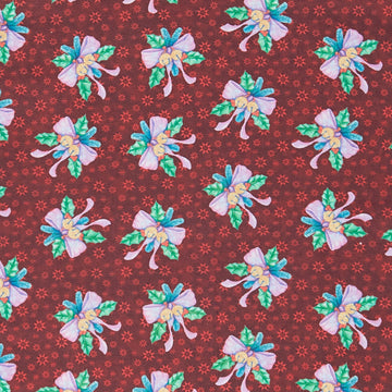 The Night Before Christmas - Ribbon and Bells Dark Red 2 Yard Cut