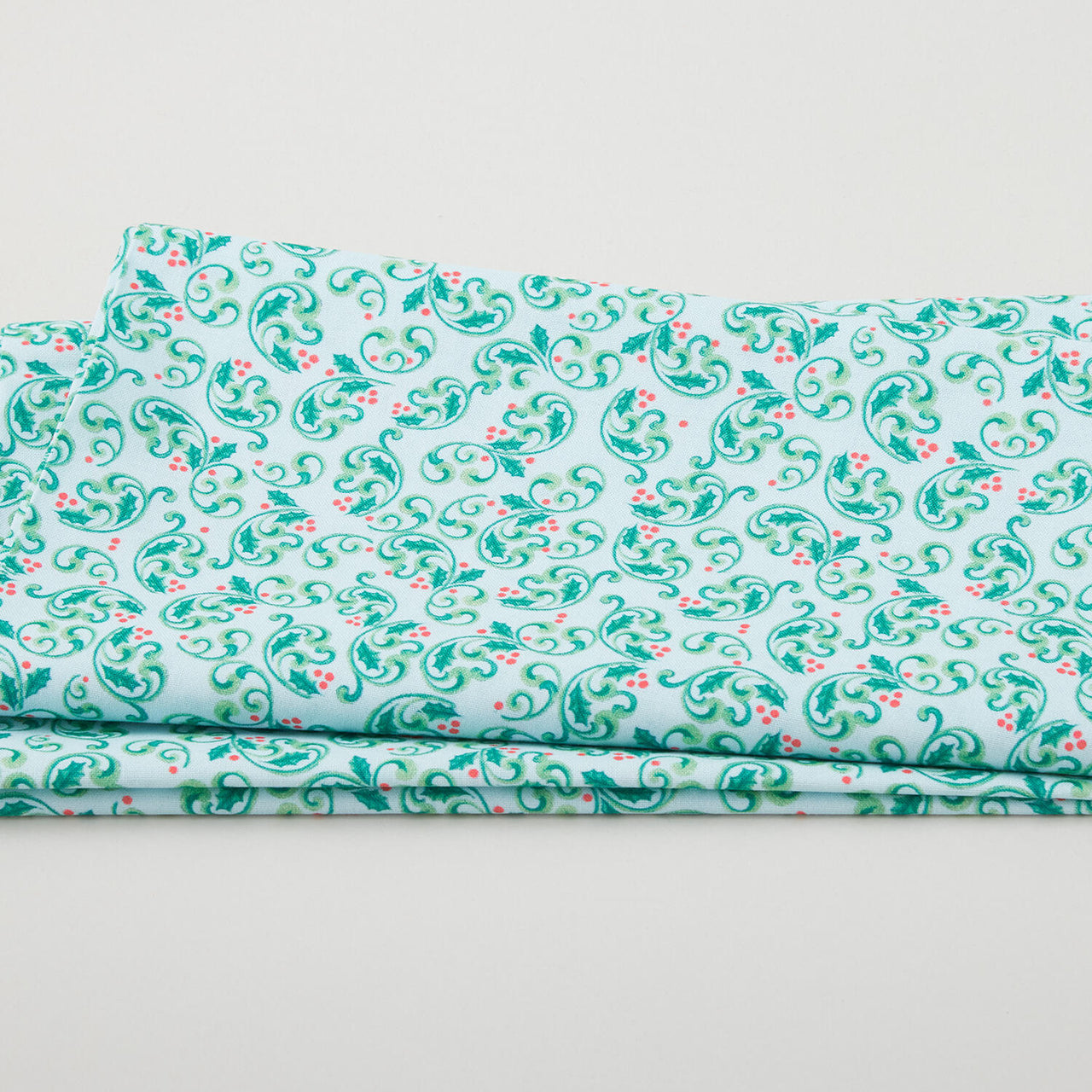 The Night Before Christmas - Berry Scroll Light Blue 2 Yard Cut