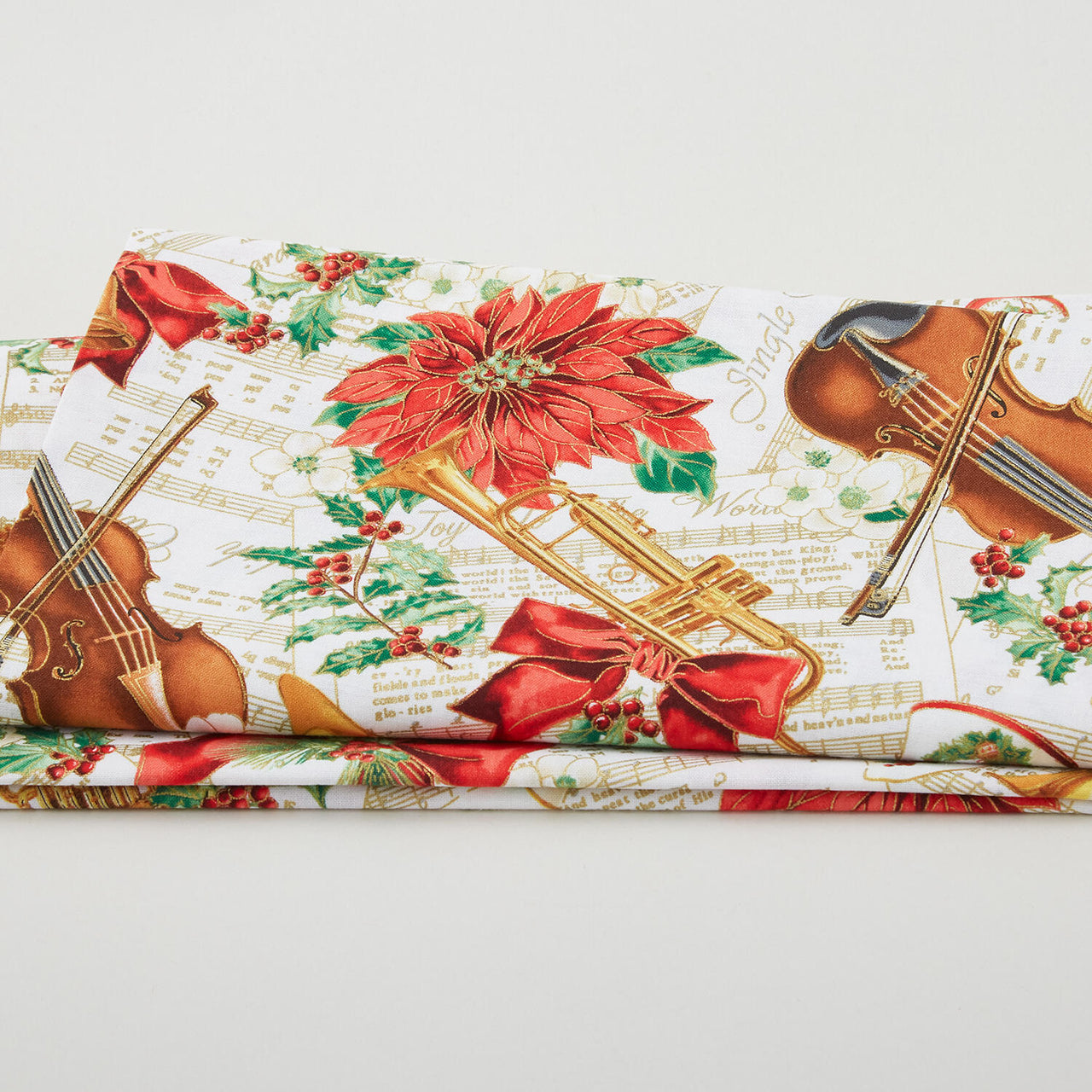 Christmas Musical - Christmas Serenade Cream Metallic 2 Yard Cut