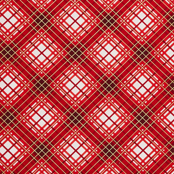 Christmas Musical - Holiday Plaid Red Metallic 2 Yard Cut