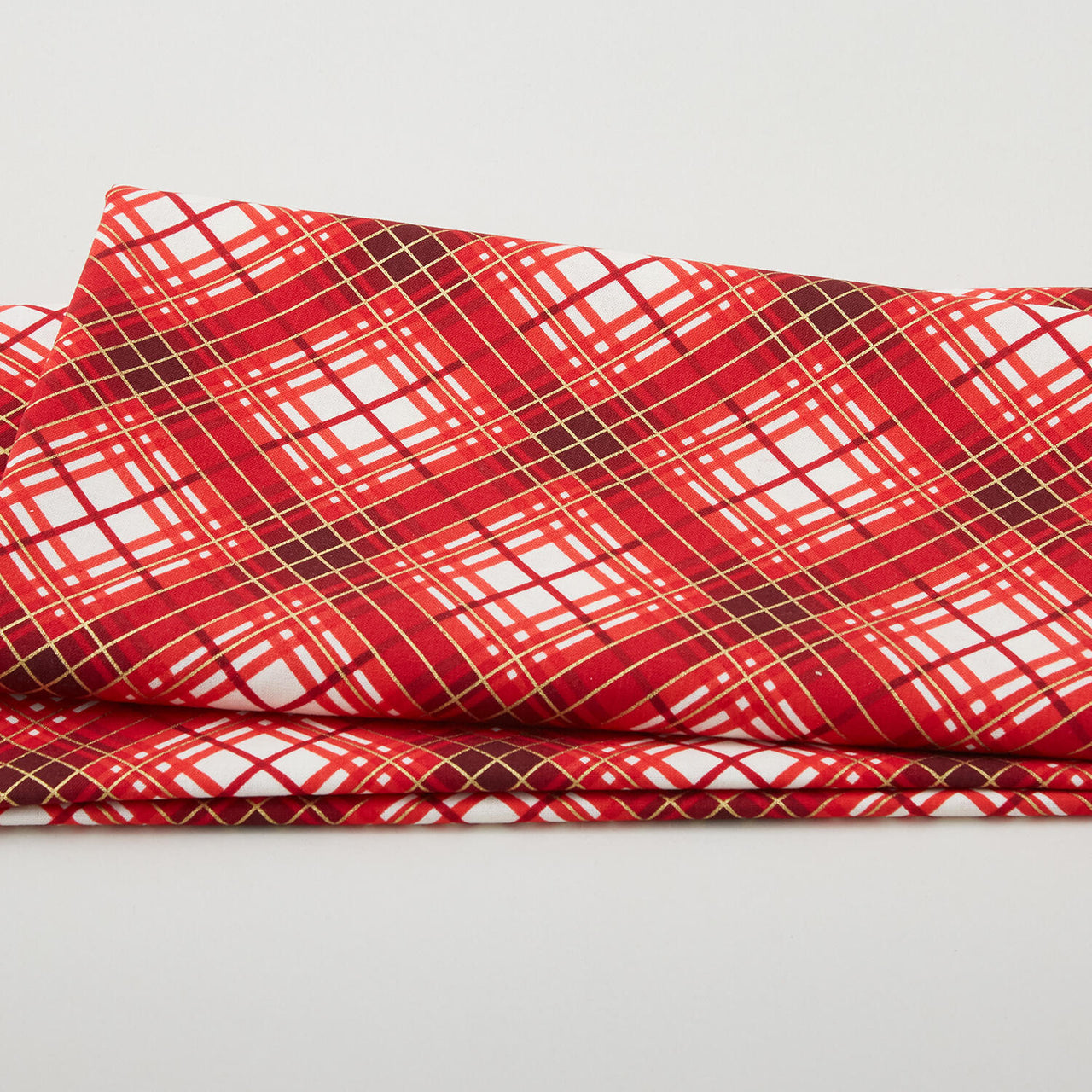Christmas Musical - Holiday Plaid Red Metallic 2 Yard Cut