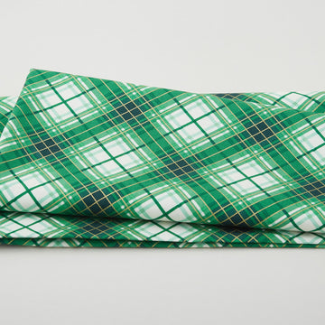 Christmas Musical - Holiday Plaid Green Metallic 2 Yard Cut
