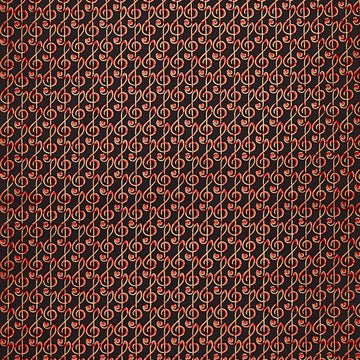 Christmas Musical - Musical G-Clef Black/Red Metallic 2 Yard Cut