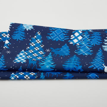 Winter Farm House Plaid - Plaid Forest Navy 2 Yard Cut