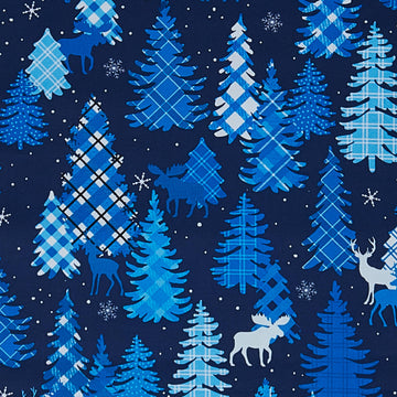 Winter Farm House Plaid - Plaid Forest Navy 2 Yard Cut