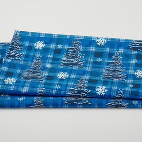 Winter Farm House Plaid - Pine Tree Plaid Dark Blue 2 Yard Cut