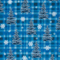 Winter Farm House Plaid - Pine Tree Plaid Dark Blue 2 Yard Cut