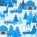Winter Farm House Plaid - Farmhouse Scenic Light Blue 2 Yard Cut