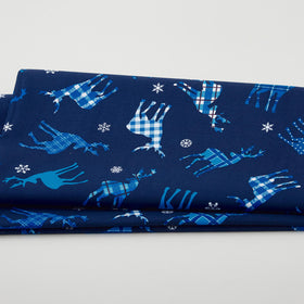 Winter Farm House Plaid - Tossed Deer Navy 2 Yard Cut