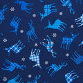Winter Farm House Plaid - Tossed Deer Navy 2 Yard Cut