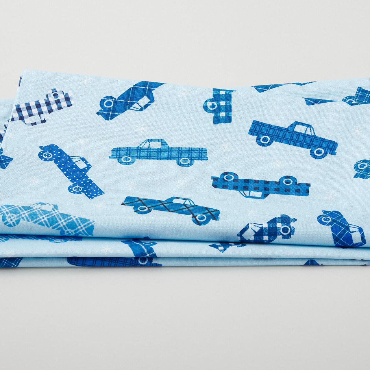 Winter Farm House Plaid - Plaid Trucks Light Blue 2 Yard Cut