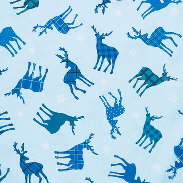 Winter Farm House Plaid - Tossed Deer Light Blue 2 Yard Cut