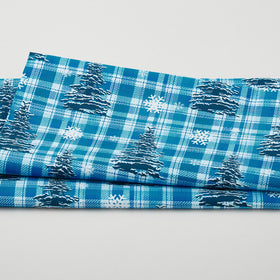 Winter Farm House Plaid - Pine Tree Plaid Light Blue 2 Yard Cut