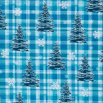 Winter Farm House Plaid - Pine Tree Plaid Light Blue 2 Yard Cut