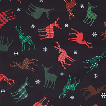 Winter Farm House Plaid - Tossed Deer Black 2 Yard Cut