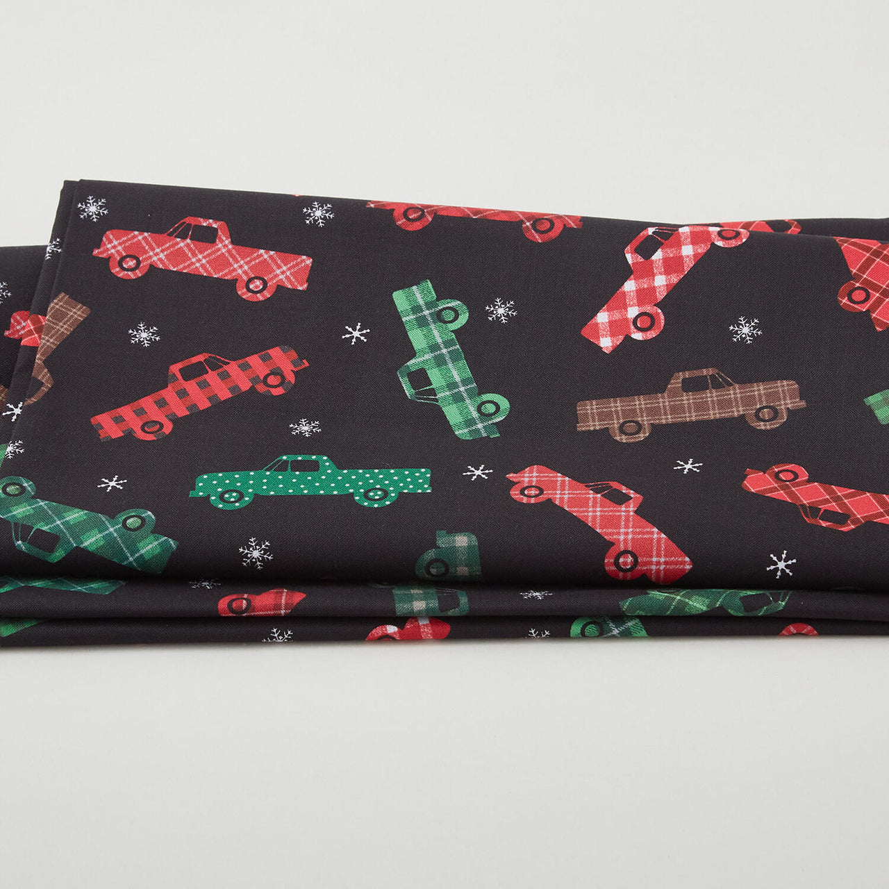 Winter Farm House Plaid - Plaid Trucks Black 2 Yard Cut