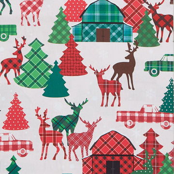 Winter Farm House Plaid - Farmhouse Scenic Cream 2 Yard Cut