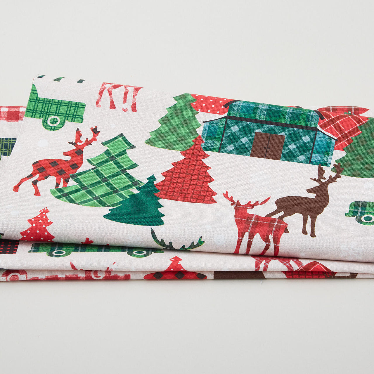 Winter Farm House Plaid - Farmhouse Scenic Cream 2 Yard Cut