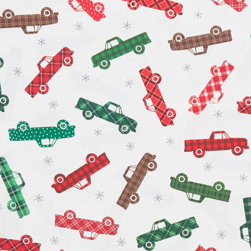 Winter Farm House Plaid - Plaid Trucks Cream 2 Yard Cut