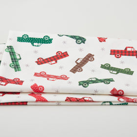 Winter Farm House Plaid - Plaid Trucks Cream 2 Yard Cut