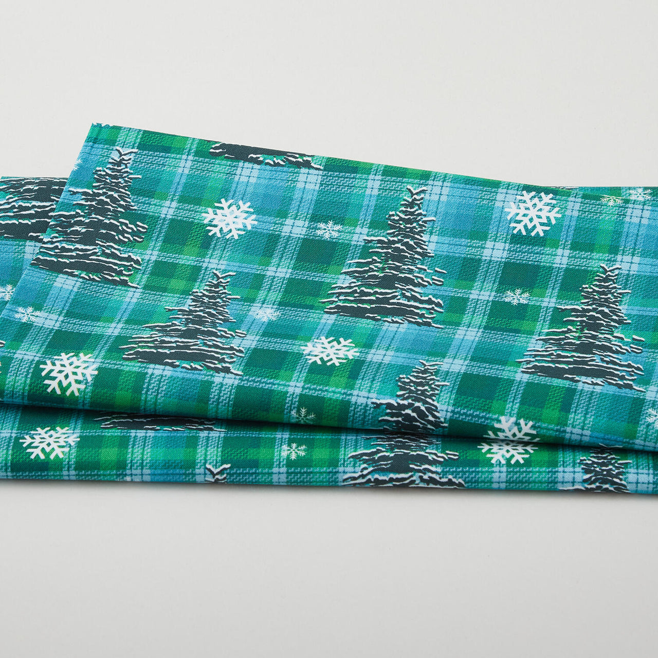 Winter Farm House Plaid - Pine Tree Plaid Green 2 Yard Cut