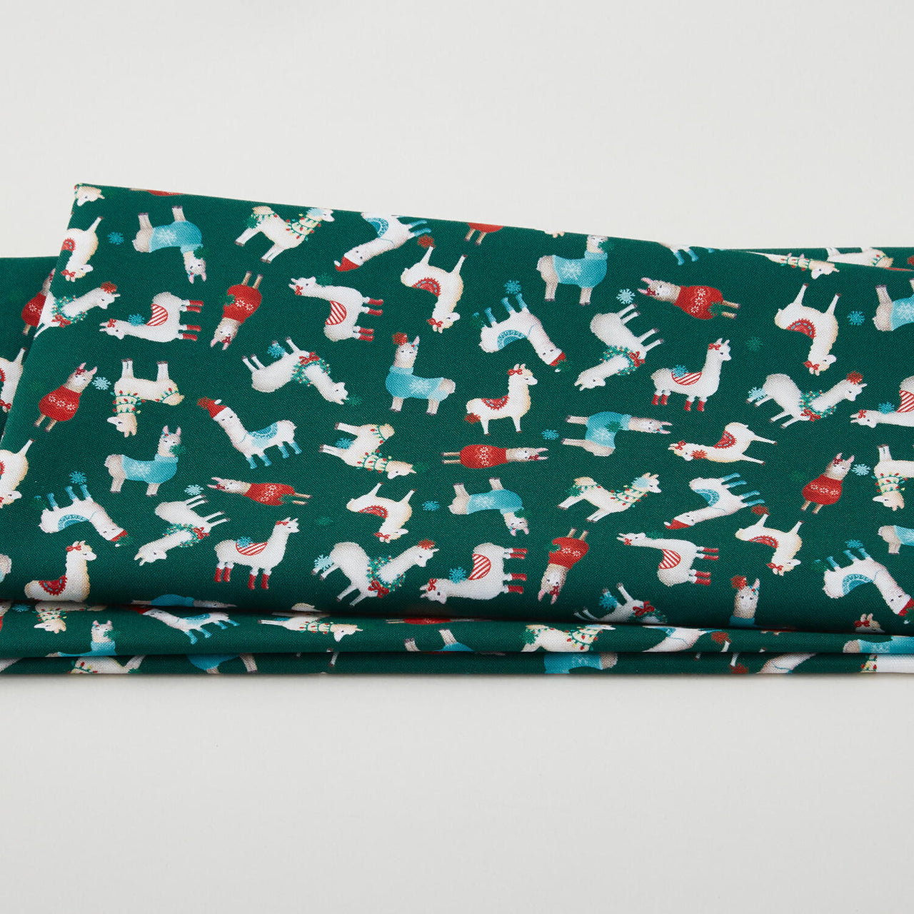 Happy Llamadays - Little Llamas Dark Green 2 Yard Cut