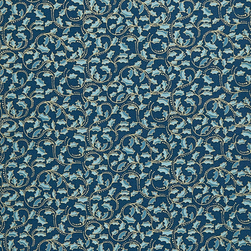 A Festive Medley - Golden Leaf Scroll Dark Teal 2 Yard Cut