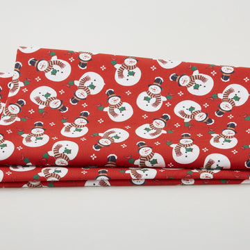 Winter at the Farm - Merry Snowman Red 2 Yard Cut